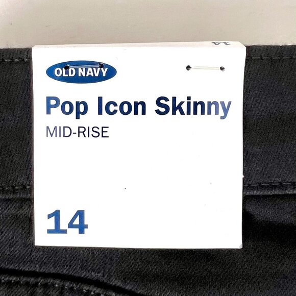 Old Navy Womens Black Jeans Size 14 Pop Icon Skinny Mid-Rise Denim Stretch NWT - Picture 3 of 15